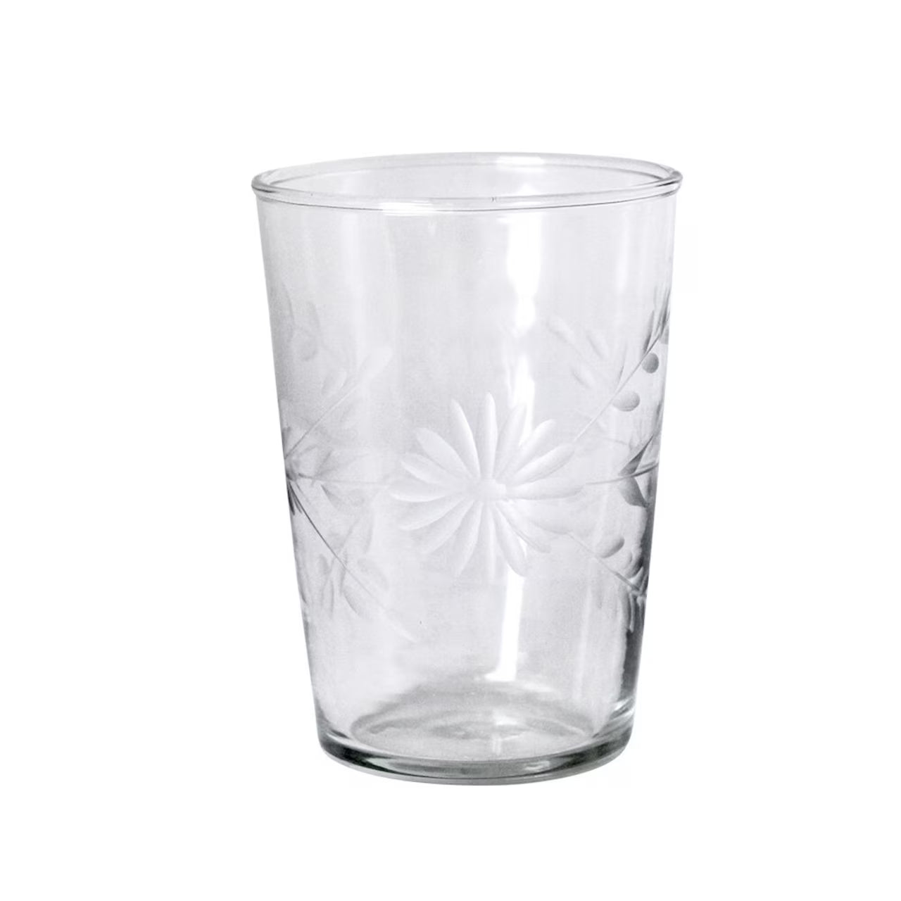 Drinkglazen, gegraveerd bloemmotief, set van 6