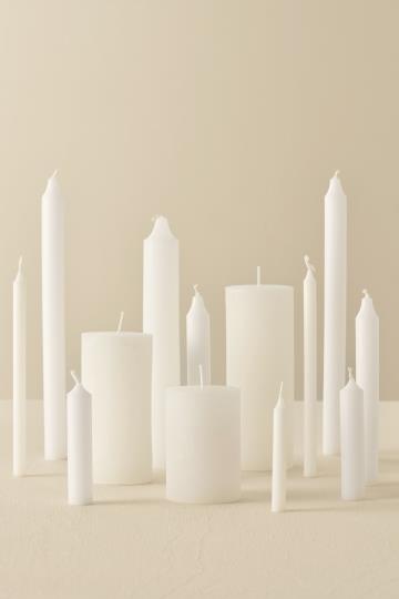 Hoge dinerkaars, rustiek wit Ø:2.2 H:18