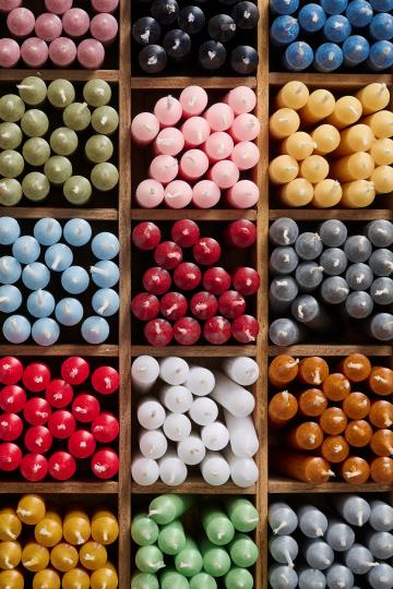 Korte dinerkaars, rustiek wit Ø:2.2 H:11