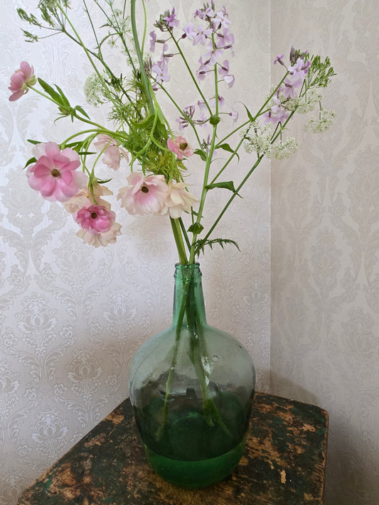 Oude Dame Jeanne fles, groen glas