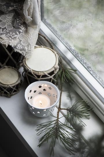 Kaarsenhouder met sterren, emaille