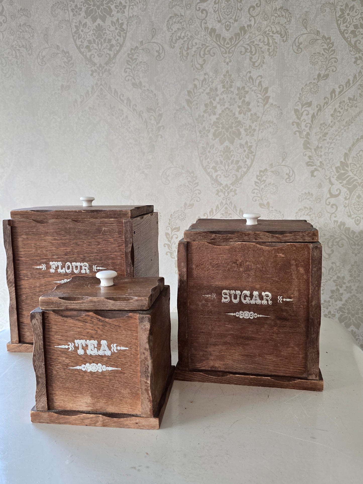 Set van 3 voorraadpotten, Flour - Sugar - Tea