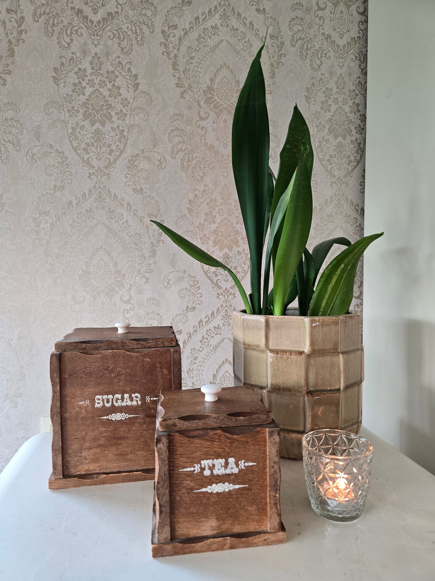 Set van 3 voorraadpotten, Flour - Sugar - Tea