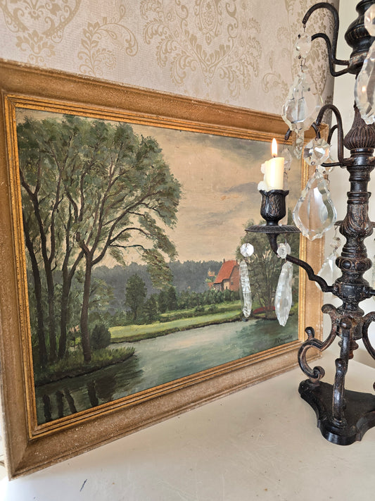 Brocante schilderij in kader