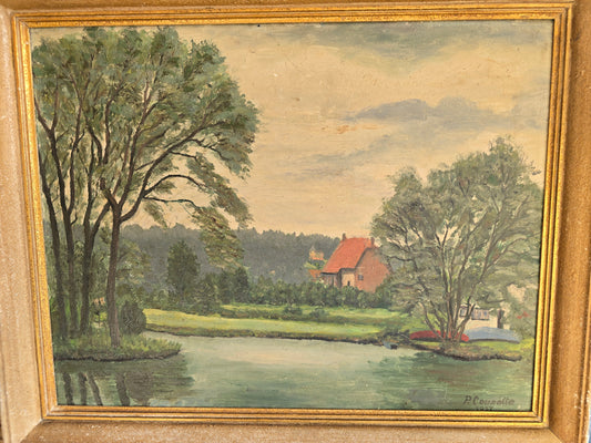 Brocante schilderij in kader