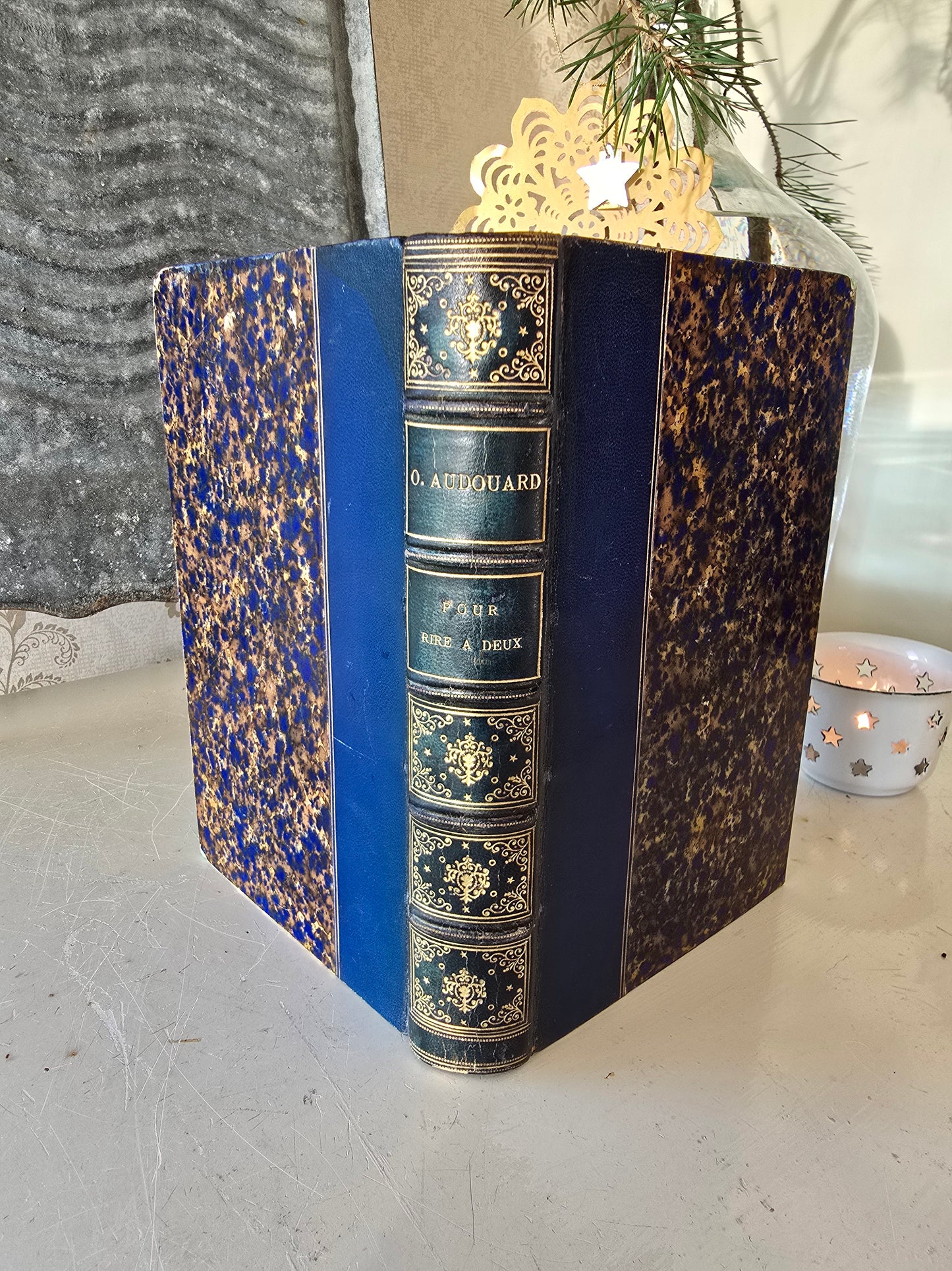 Set antieke Franse boeken, blauw