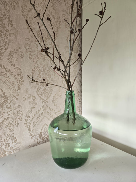 Oude Dame Jeanne fles, groen glas