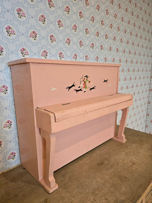 Kleine brocante kinderpiano, oudroze