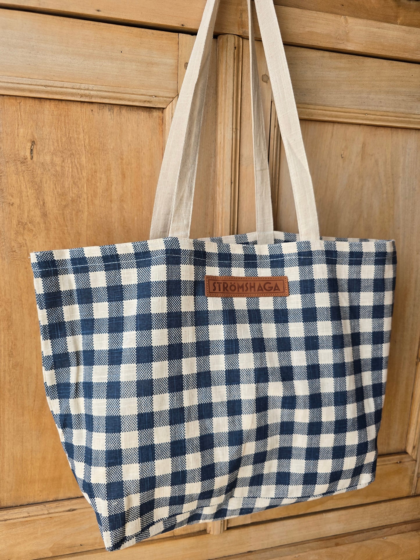 Draagtas, blauw/wit