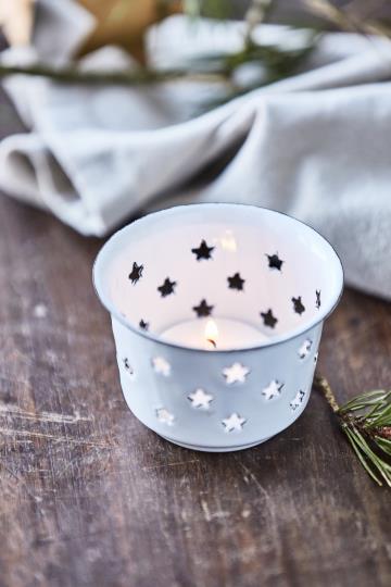 Kaarsenhouder met sterren, emaille