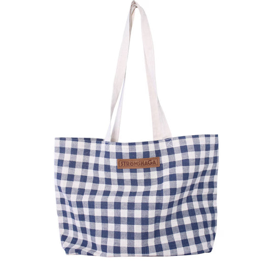 Draagtas, blauw/wit