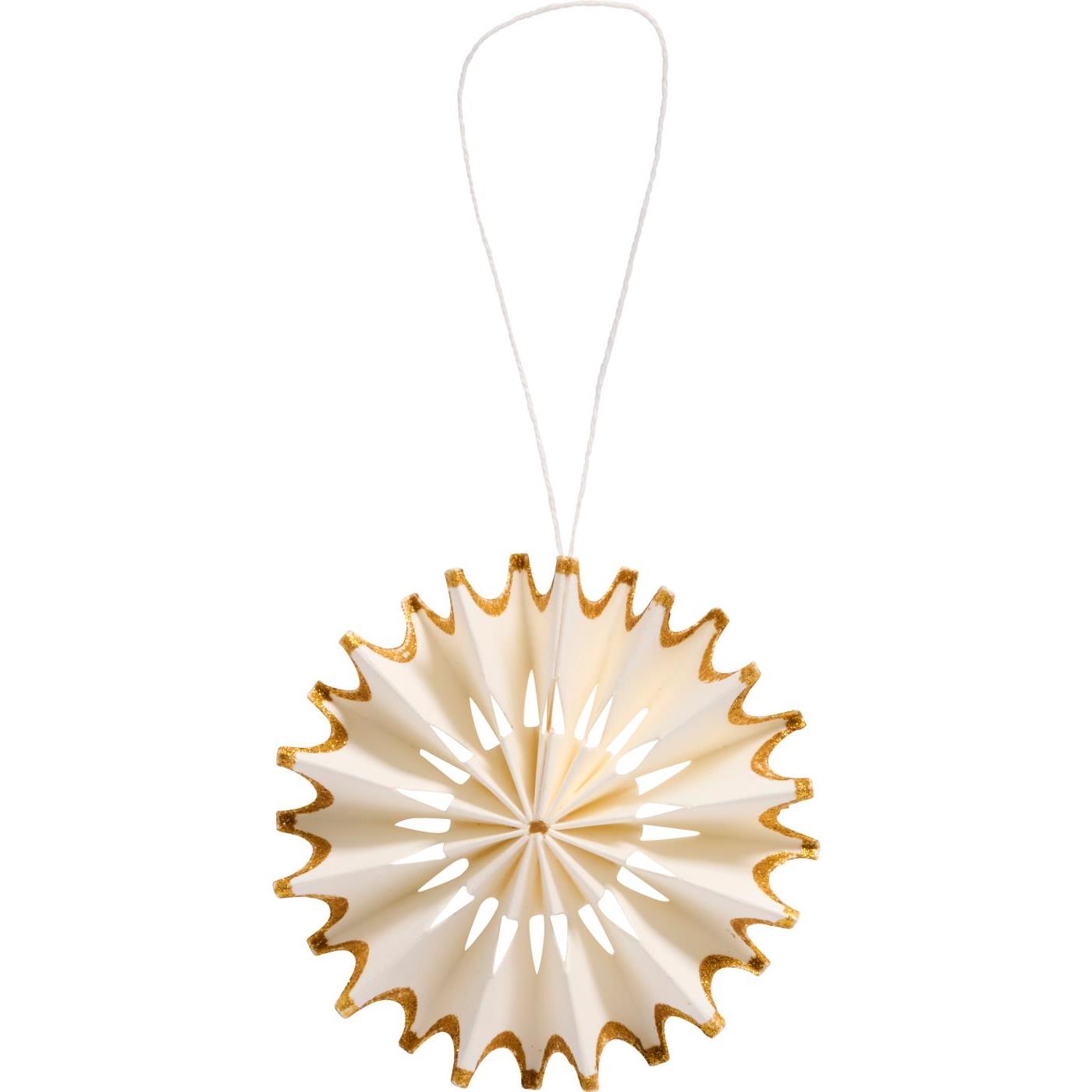 Sneeuwvlok, papier, wit met gouden glitter