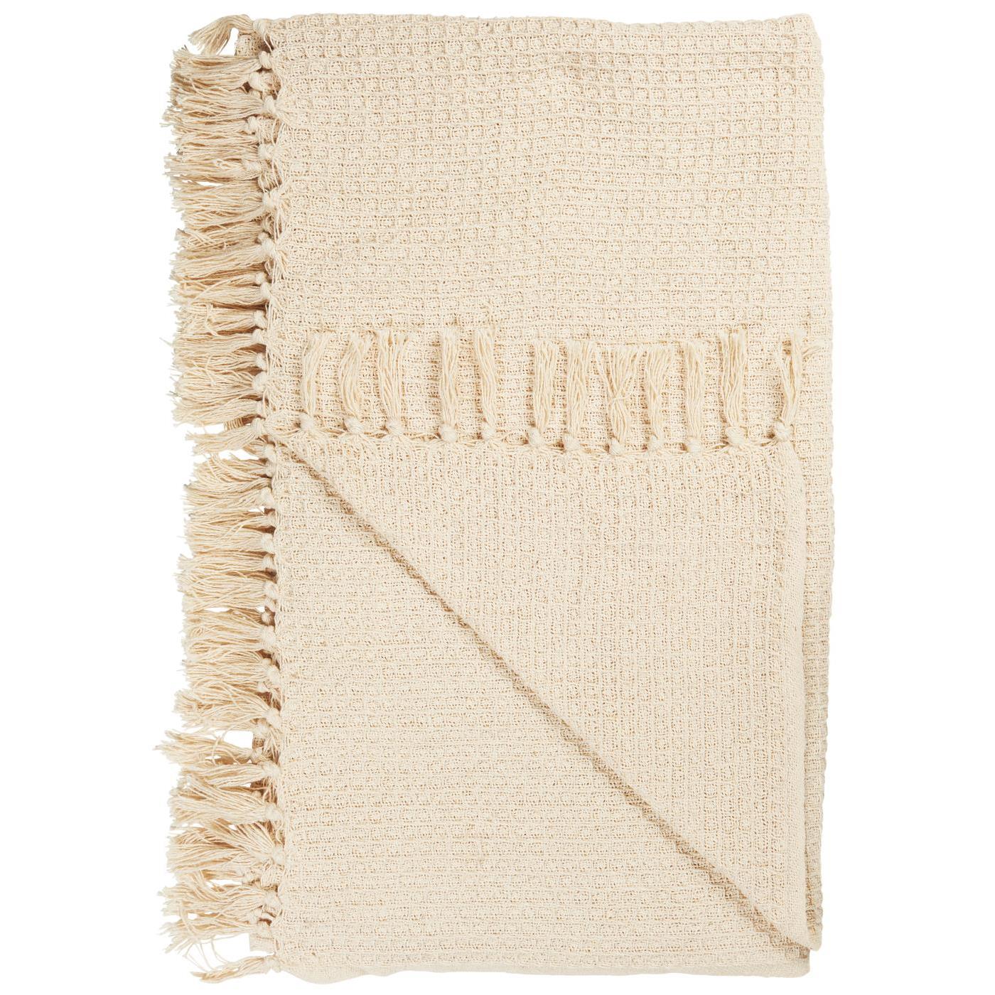 Plaid, crèmekleurig, wafelpatroon