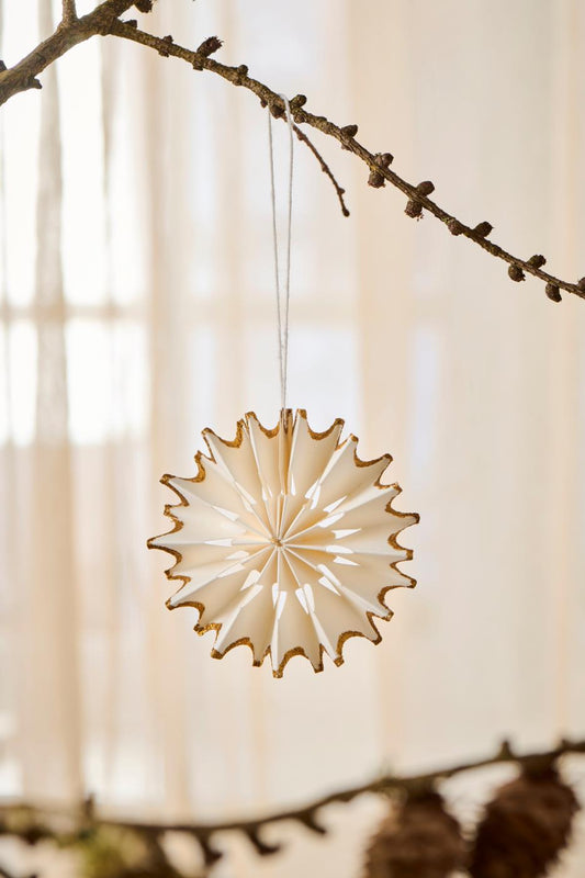 Sneeuwvlok, papier, wit met gouden glitter