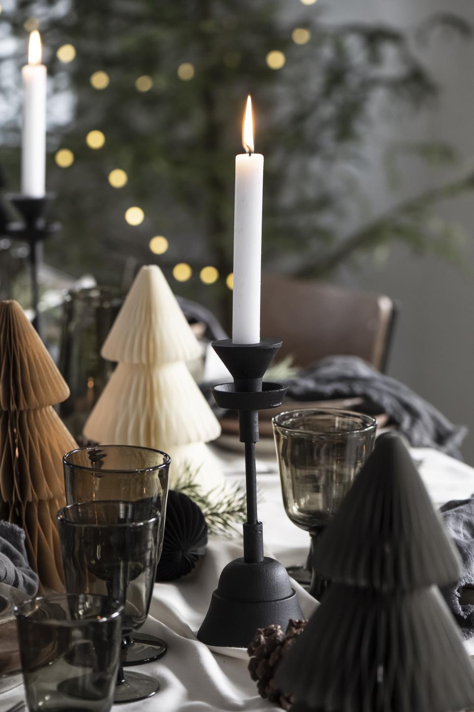 Hoge dinerkaars, rustiek wit Ø:2.2 H:18