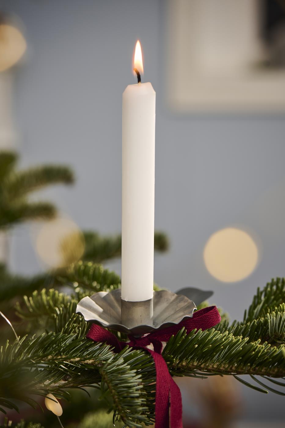 Hoge dinerkaars, rustiek wit Ø:2.2 H:18