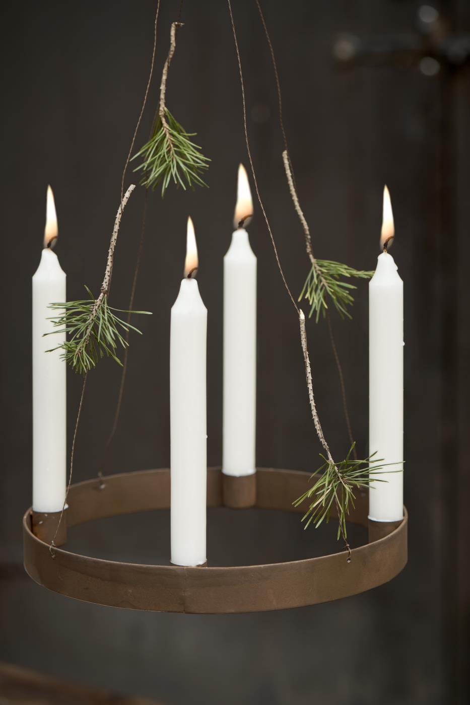 Hoge dinerkaars, rustiek wit Ø:2.2 H:18