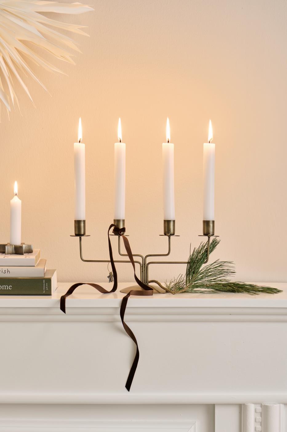 Hoge dinerkaars, rustiek wit Ø:2.2 H:18