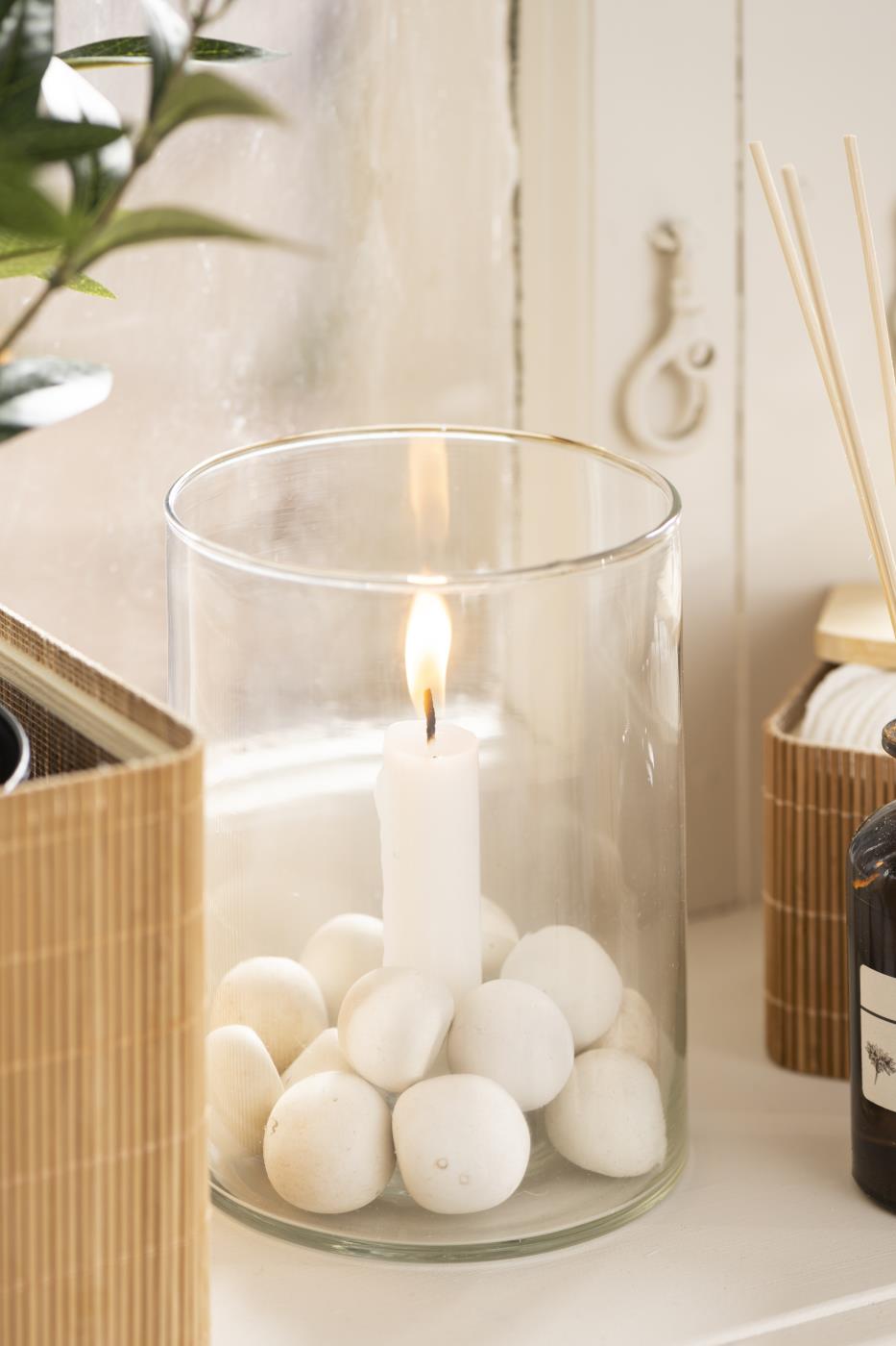 Kaarsenhouder glas, met vaste houder, laag model, Ø2,2kaars