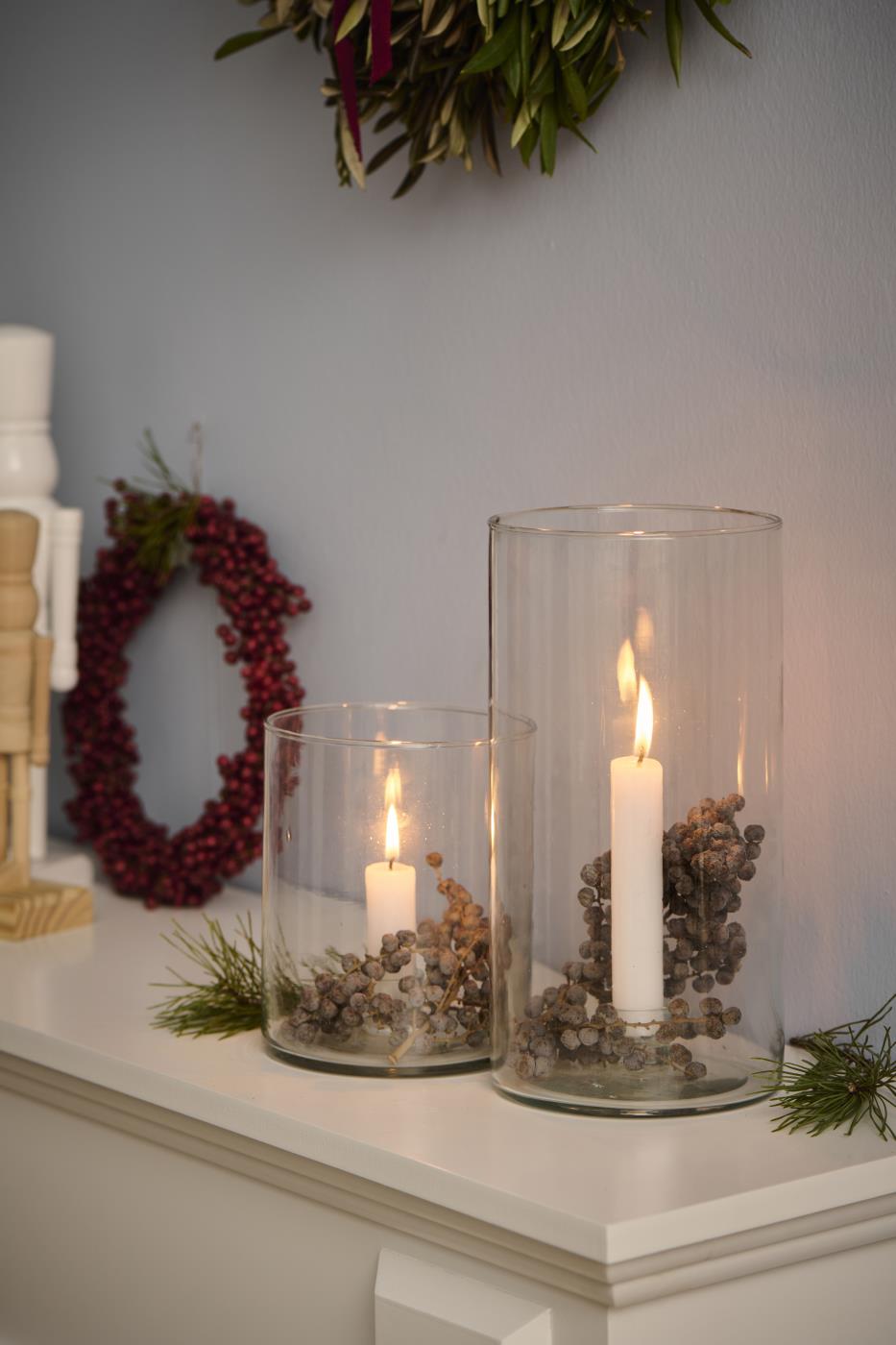 Kaarsenhouder glas, met vaste houder, laag model, Ø2,2kaars