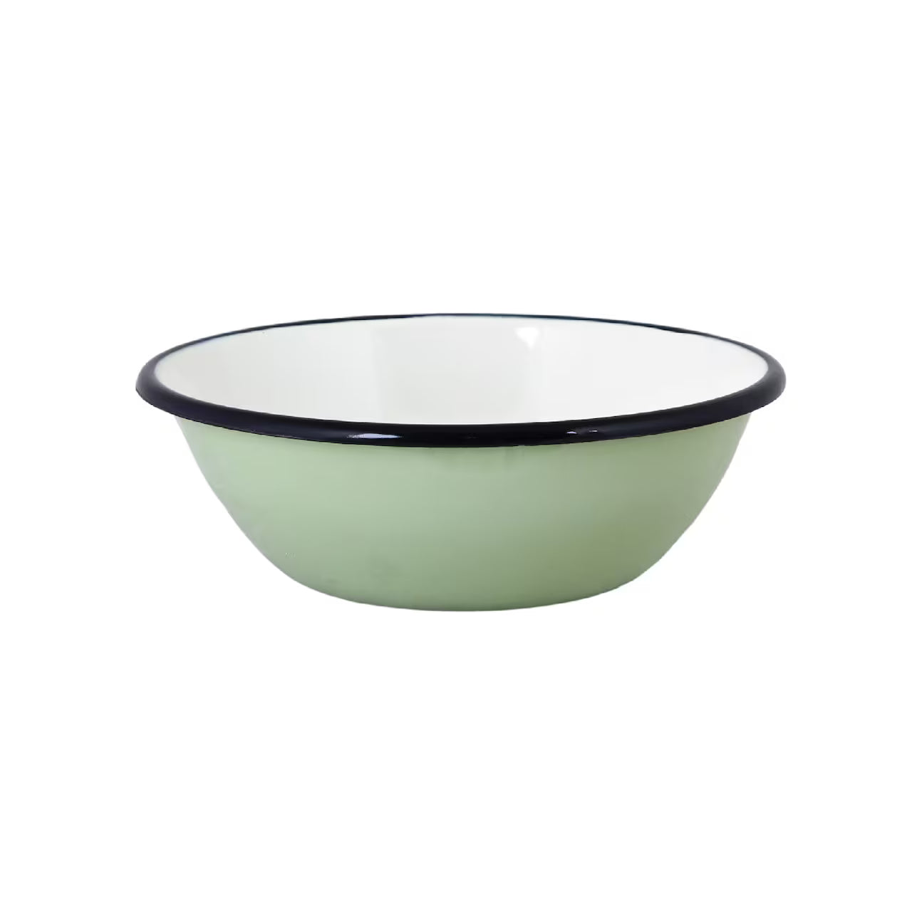 Groter groen emaille kommetje van Strömshaga, duurzaam en vintage stijl, ideaal voor ontbijt of decoratie